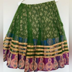Elegant Green and Purple Women's Lehnga Skirt